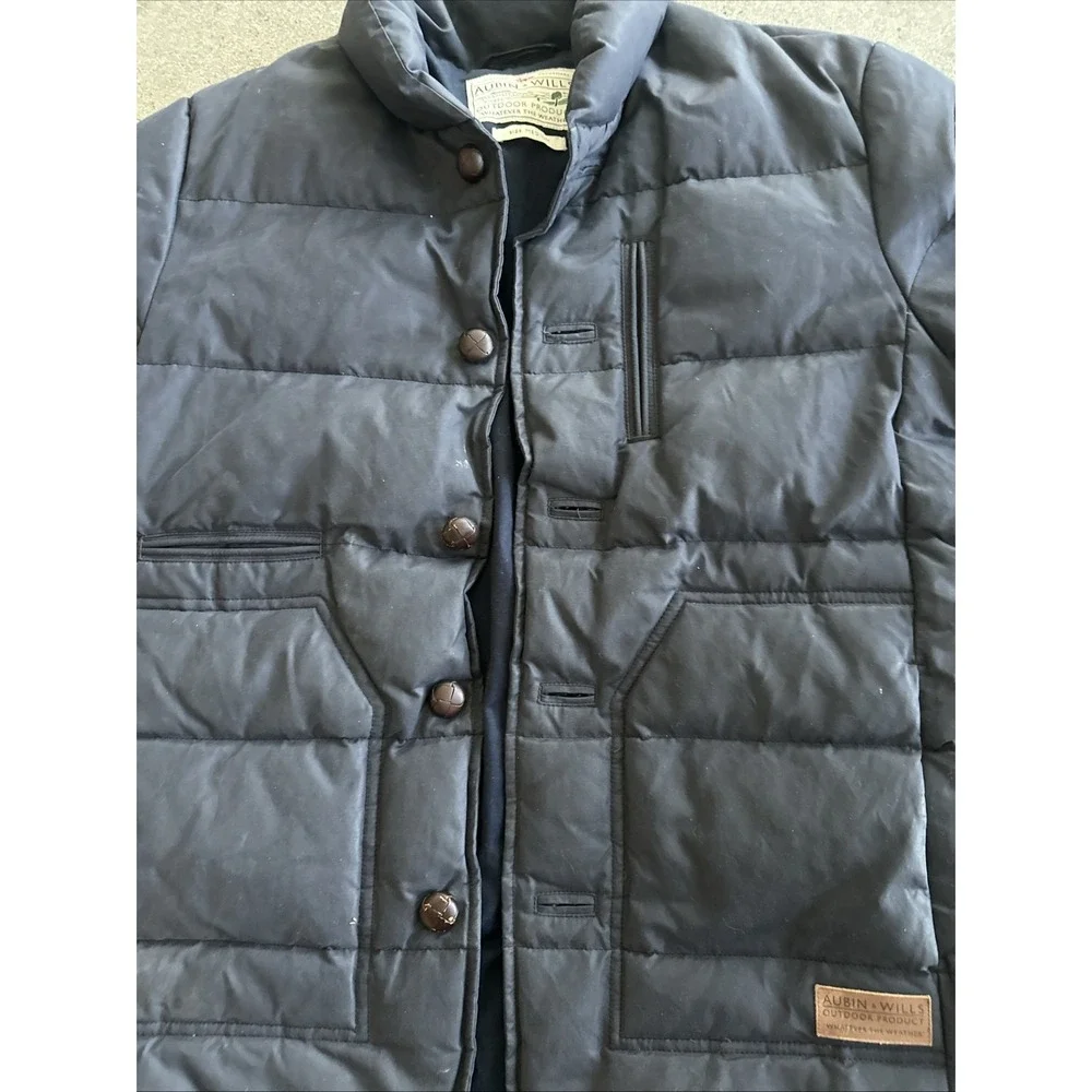 Aubin Wills Jacket Mens Blue Sz M Bodywarmer Gilet Button-Up Puffer Logo Casual